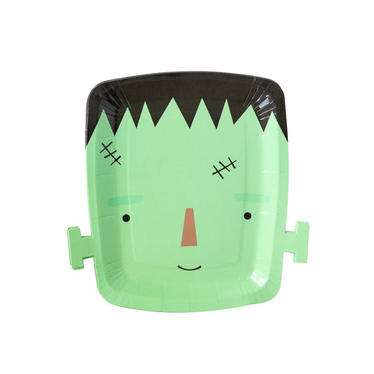 Frank and Mummy Frankenstein Shaped Paper Plate - Bria Blair Creative