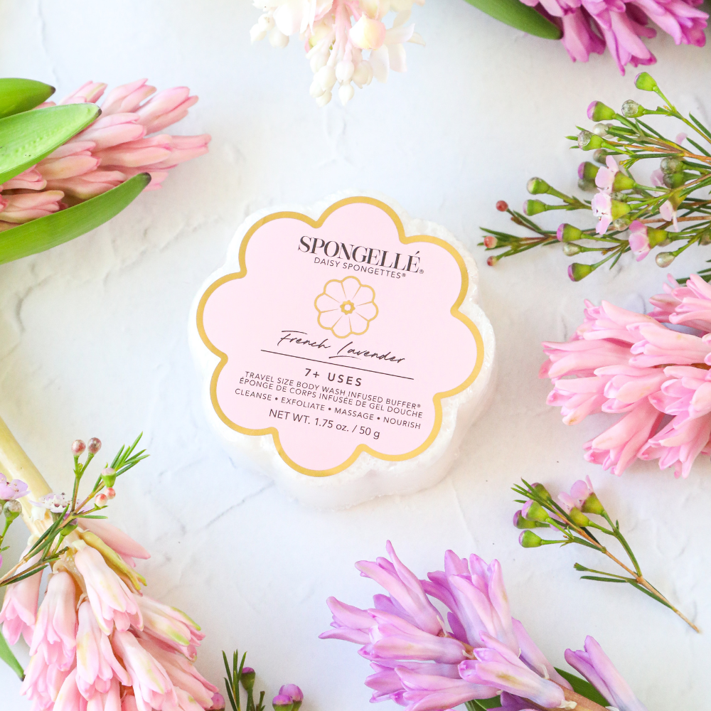 French Lavender Daisy Spongette | Soap Sponge | Soap Buffer - Bria Blair Creative