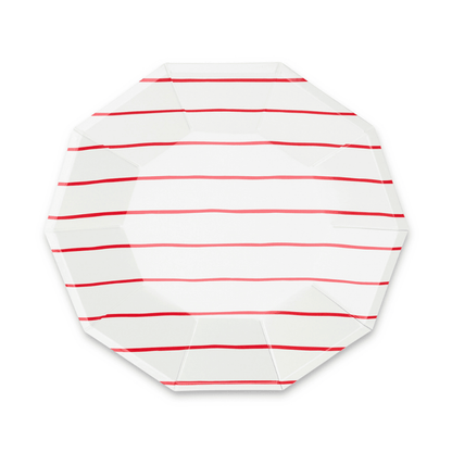 Frenchie Striped Large Plates - 8 Pk.: Candy Apple - Bria Blair Creative