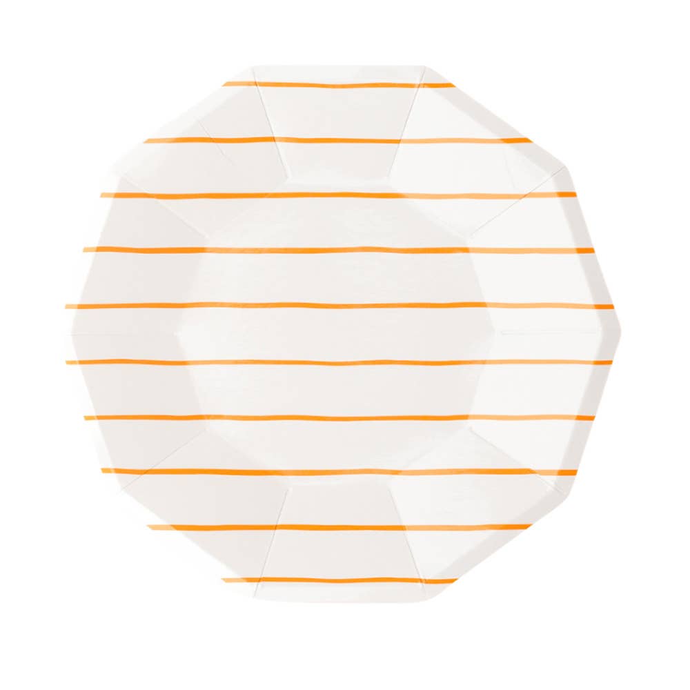 Frenchie Striped Large Plates - 8 Pk.: Clementine - Bria Blair Creative