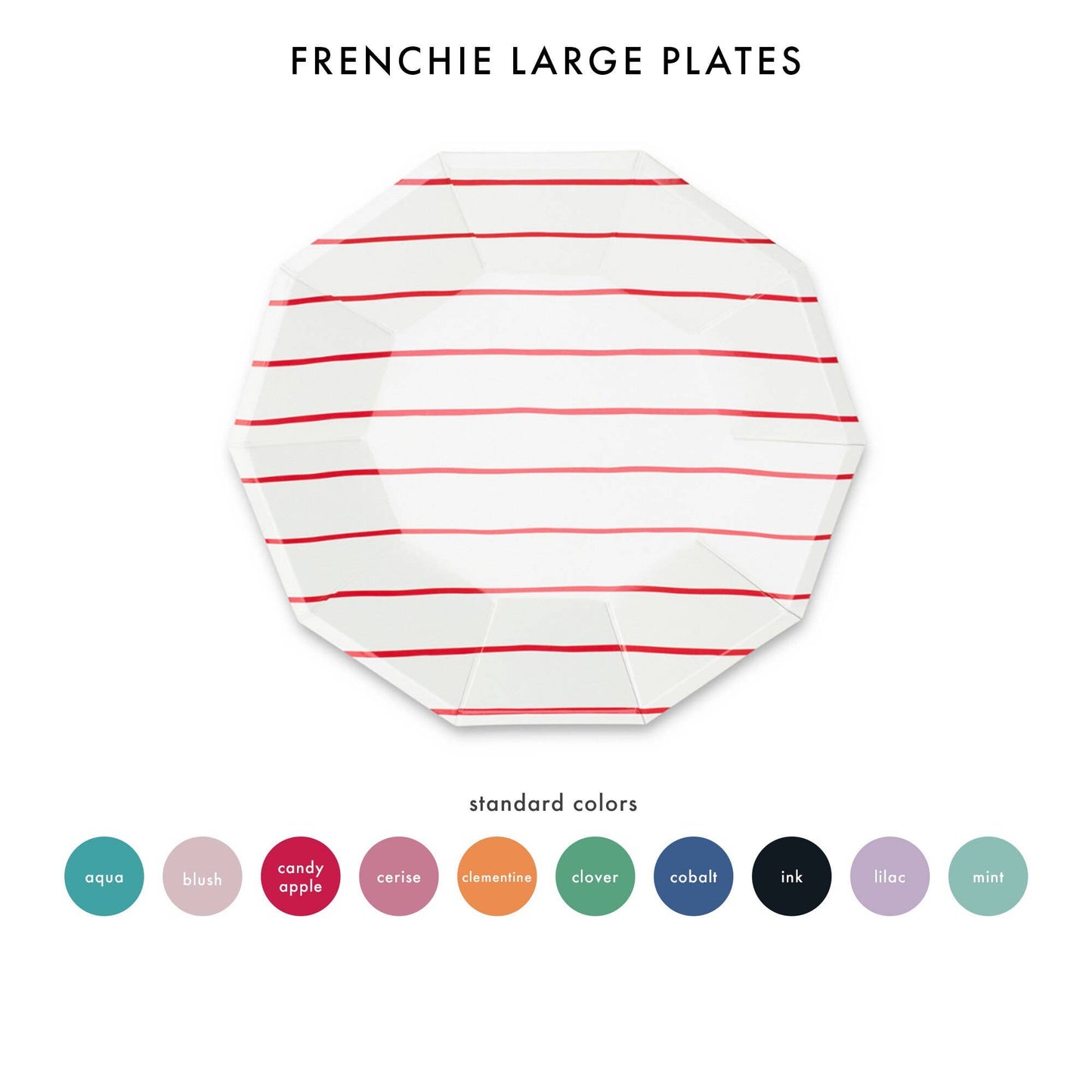 Frenchie Striped Large Plates - 8 Pk/Ink - Bria Blair Creative