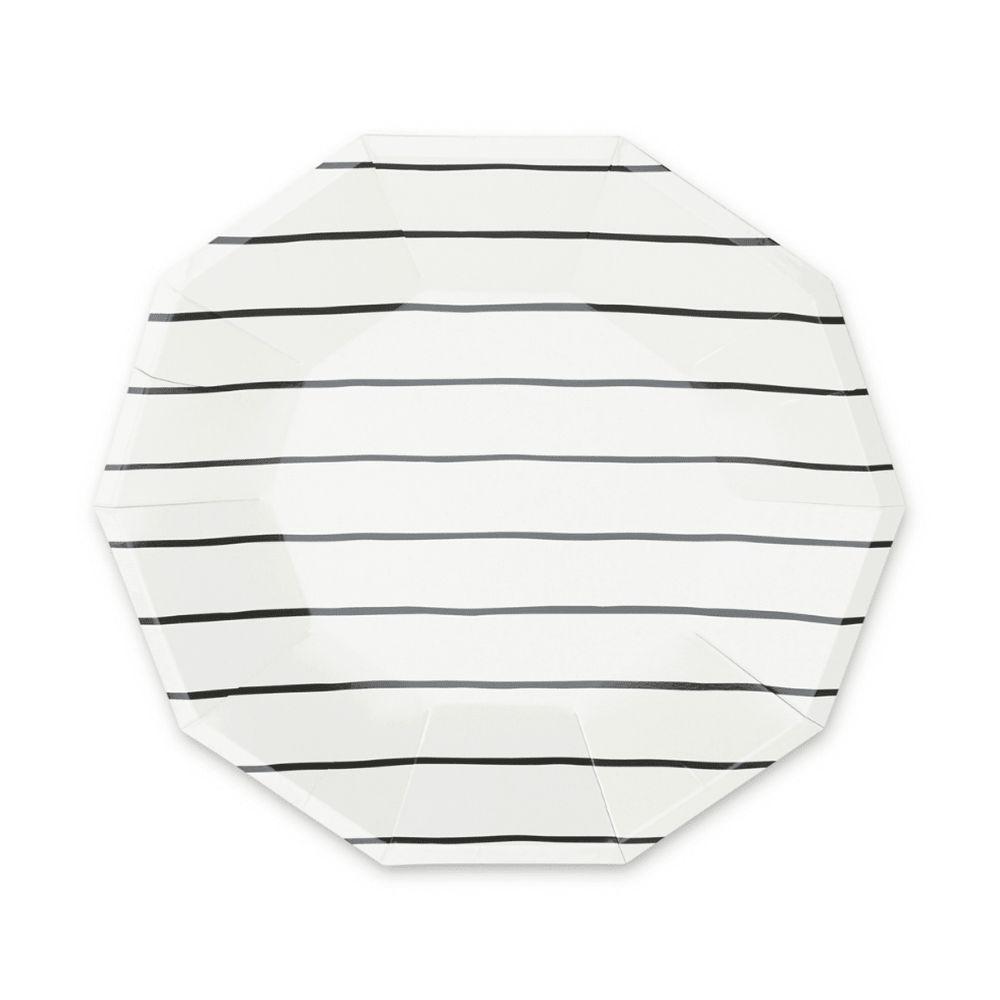 Frenchie Striped Large Plates - 8 Pk/Ink - Bria Blair Creative