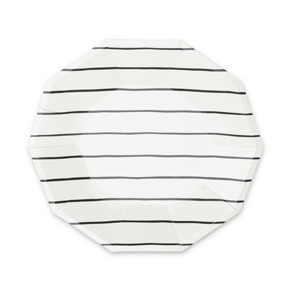 Frenchie Striped Large Plates - 8 Pk/Ink - Bria Blair Creative