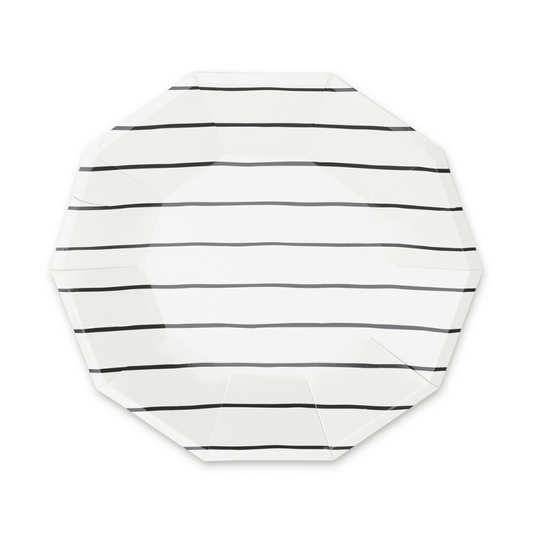 Frenchie Striped Large Plates - 8 Pk/Ink - Bria Blair Creative