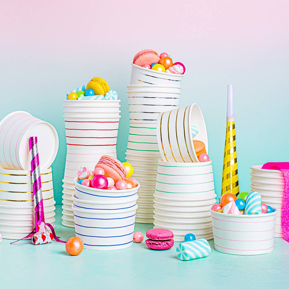 Frenchie Stripes Treat Cups - 8 Pk.: Cerise - Bria Blair Creative