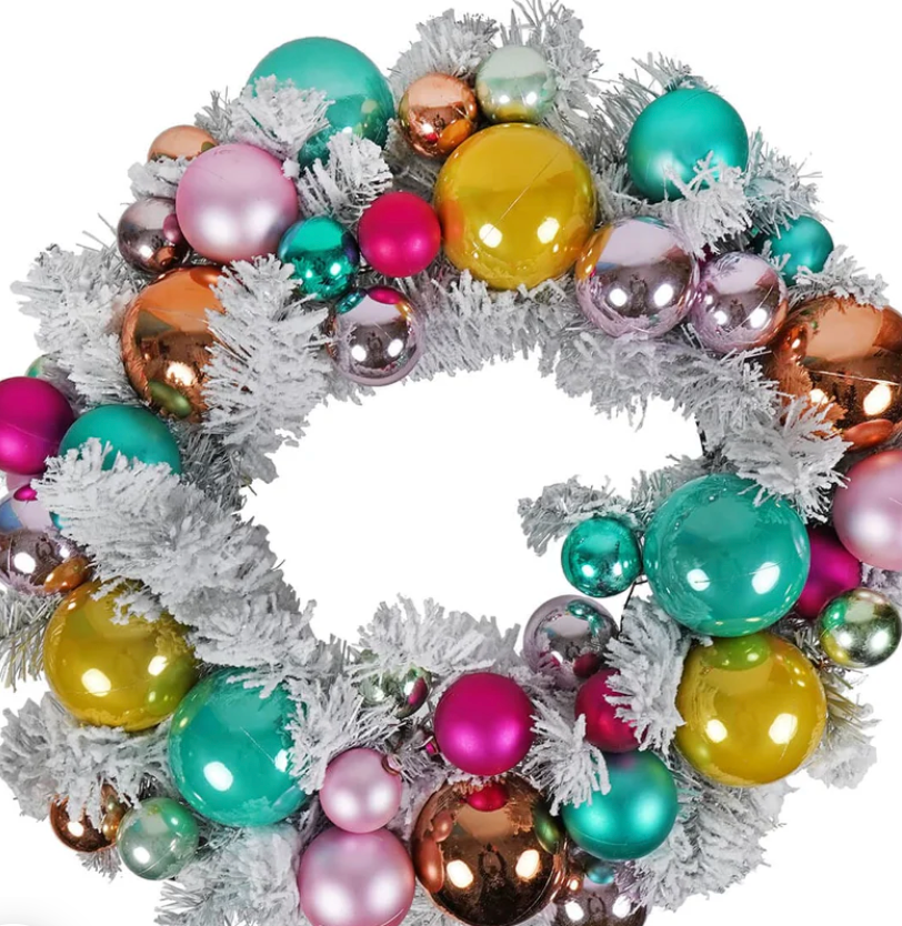 Frosted Flocked Wreath Gold by Cody Foster - Bria Blair Creative