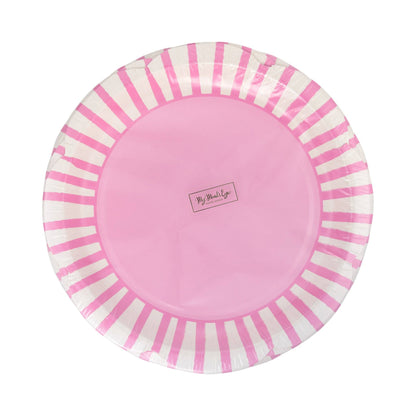 Fuchsia Striped Scallops 9" Plate - Bria Blair Creative