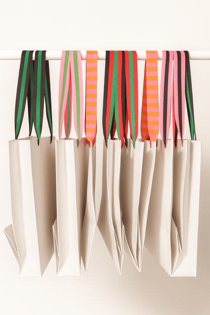 Funny Gift Bag Happy Birthday | pink + orange preppy stripe - Bria Blair Creative