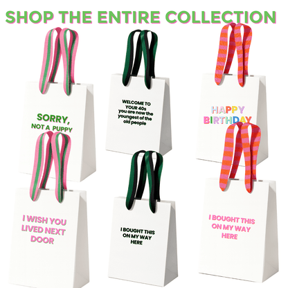 Funny Gift Bag Happy Birthday | pink + orange preppy stripe - Bria Blair Creative