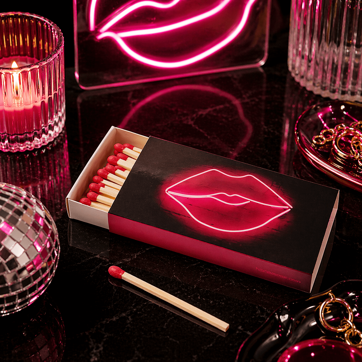 Funny Matchbox | Neon Lips Box Matches - Bria Blair Creative