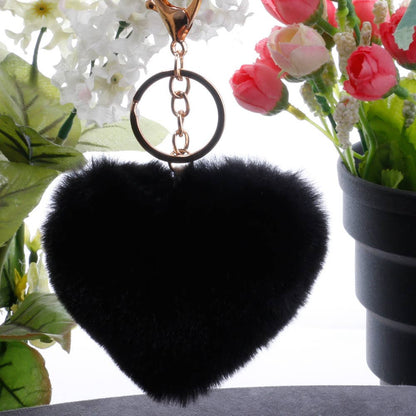 Furry Heart Plush Keychain: Pink - Bria Blair Creative