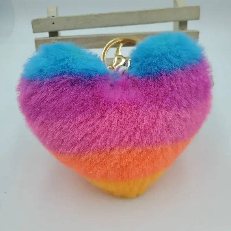 Furry Heart Plush Keychain: Pink - Bria Blair Creative