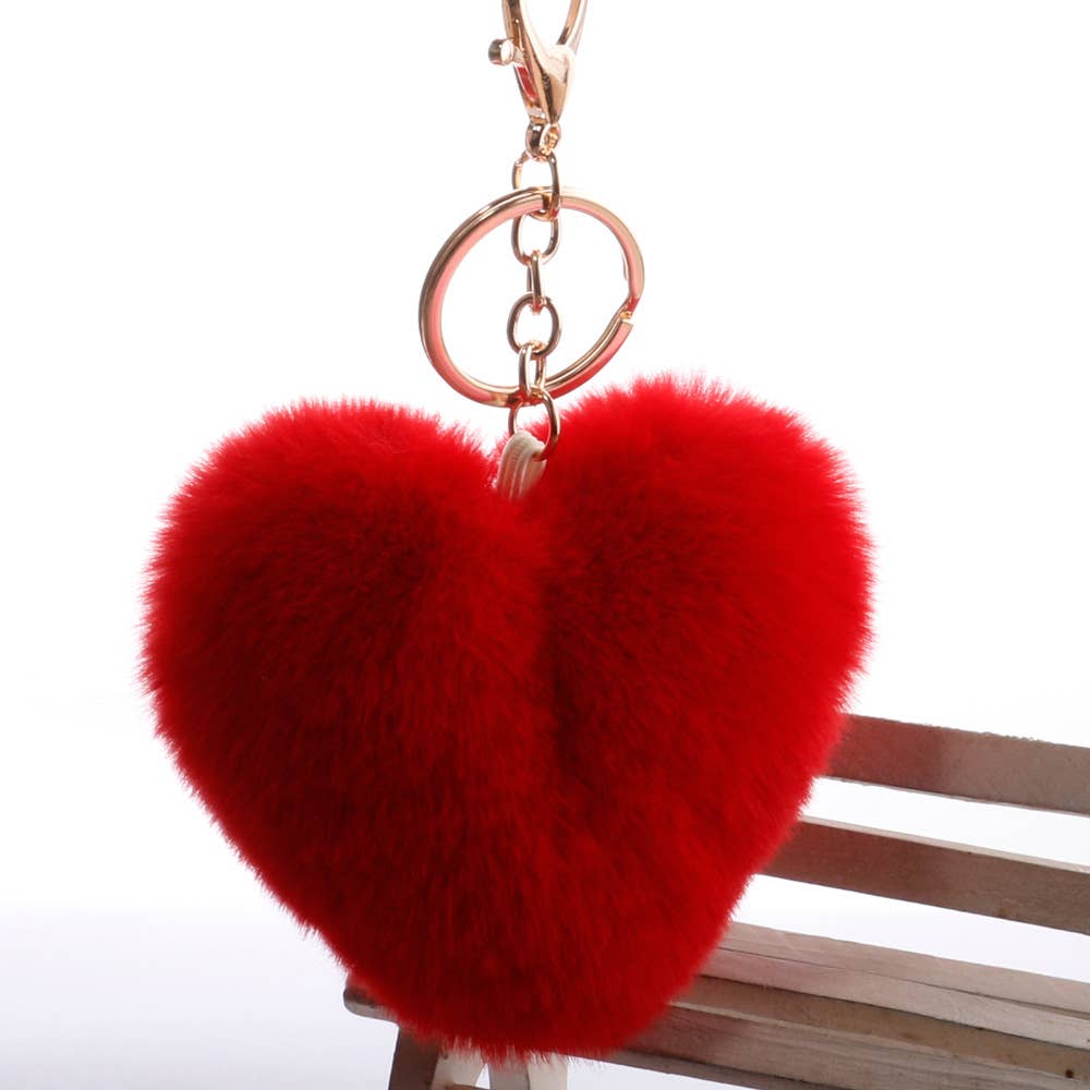 Furry Heart Plush Keychain: Pink - Bria Blair Creative
