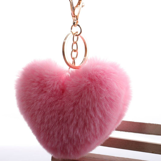 Furry Heart Plush Keychain: Pink - Bria Blair Creative