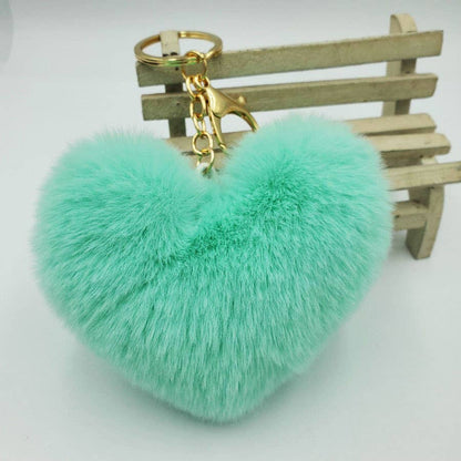 Furry Heart Plush Keychain: Pink - Bria Blair Creative