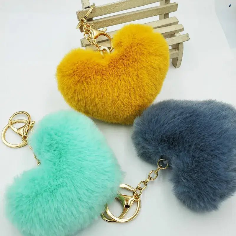 Furry Heart Plush Keychain: Pink - Bria Blair Creative