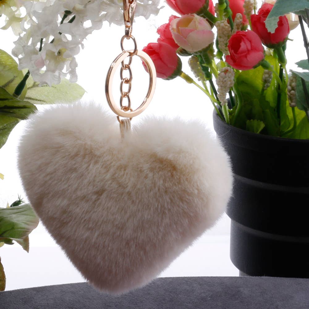 Furry Heart Plush Keychain: Pink - Bria Blair Creative