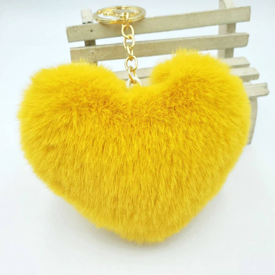 Furry Heart Plush Keychain: Pink - Bria Blair Creative