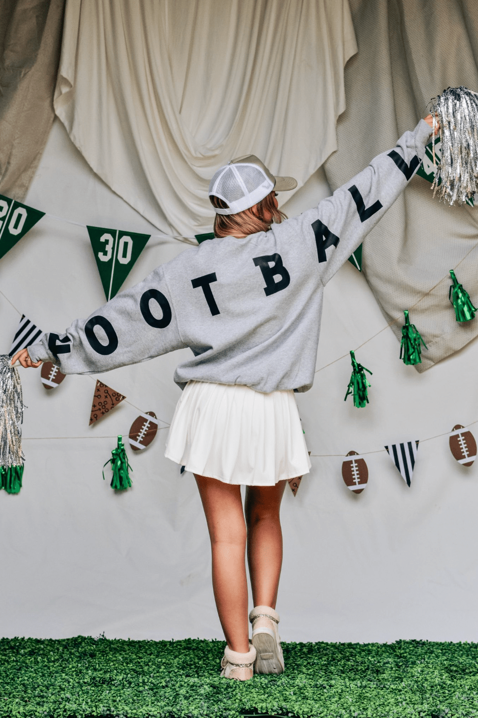 Game Day Football Lt Gray Sweatshirt: L - Bria Blair Creative