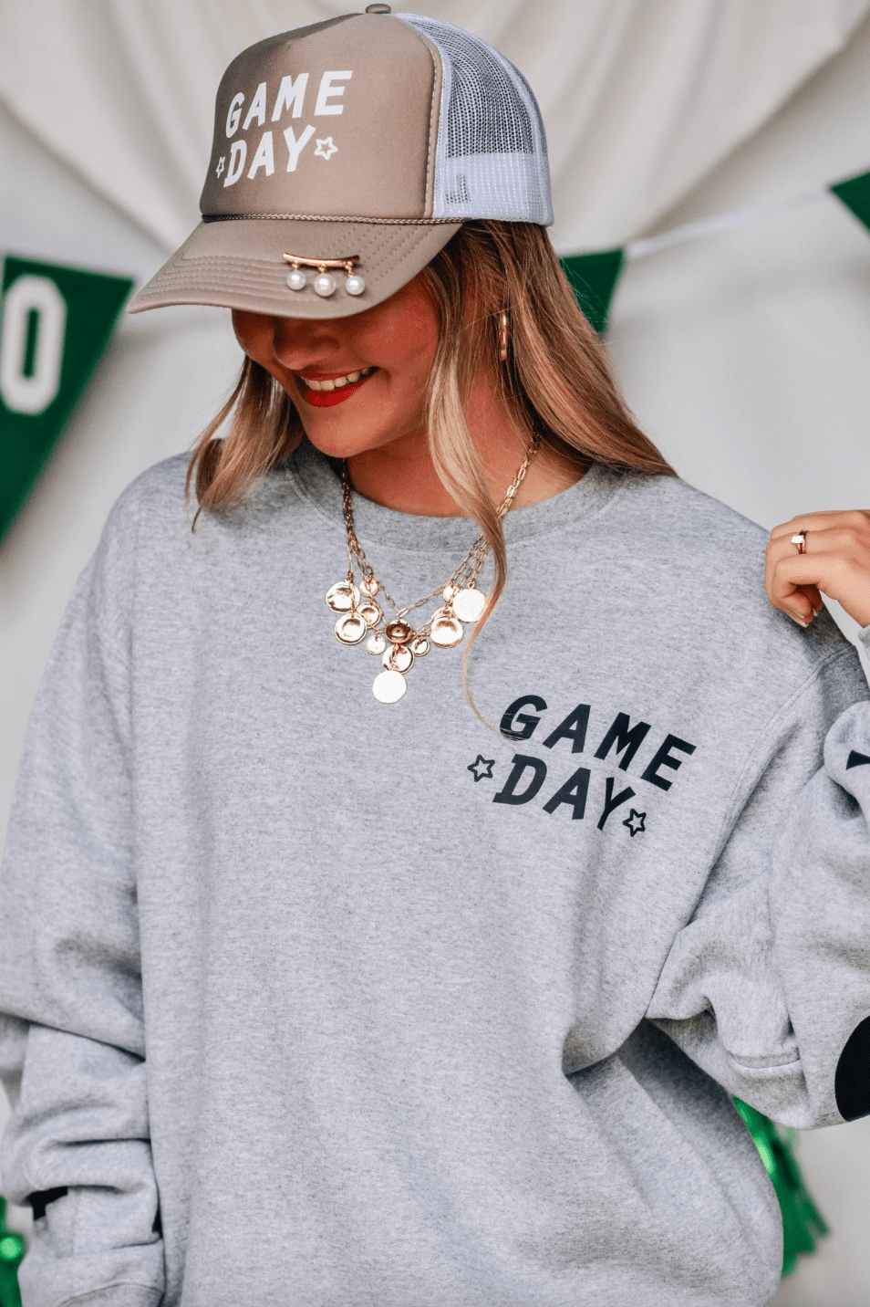 Game Day Football Lt Gray Sweatshirt: L - Bria Blair Creative