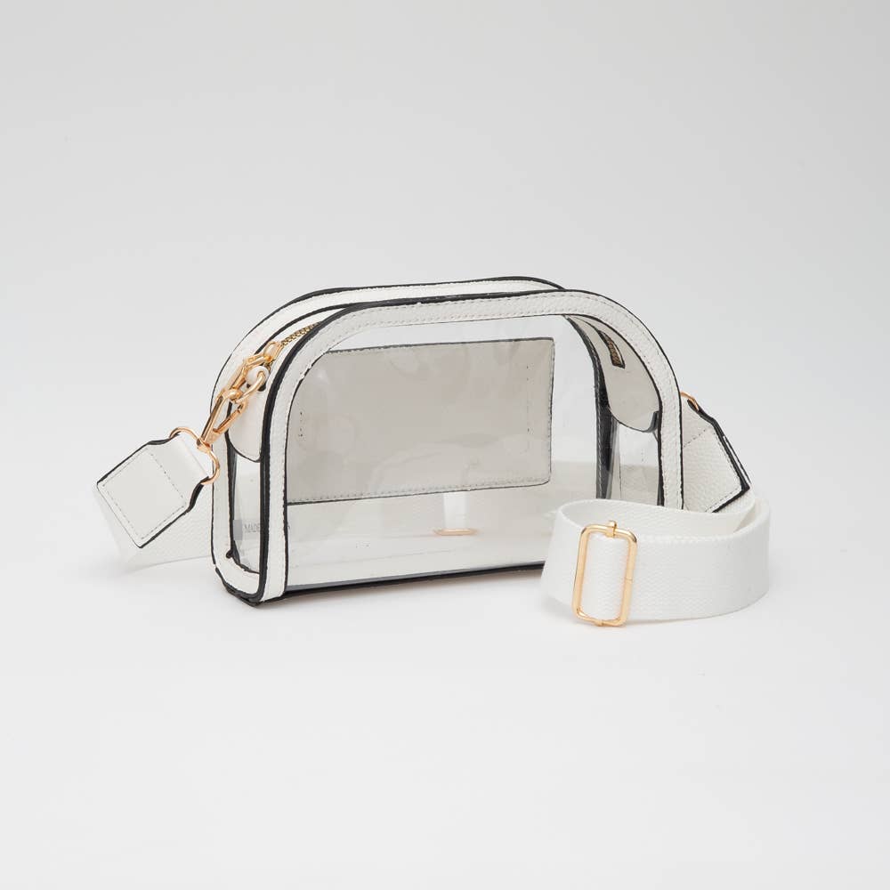 Game Day Stadium Clear Crossbody Bag: White - Bria Blair Creative