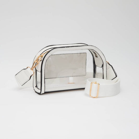 Game Day Stadium Clear Crossbody Bag: White - Bria Blair Creative