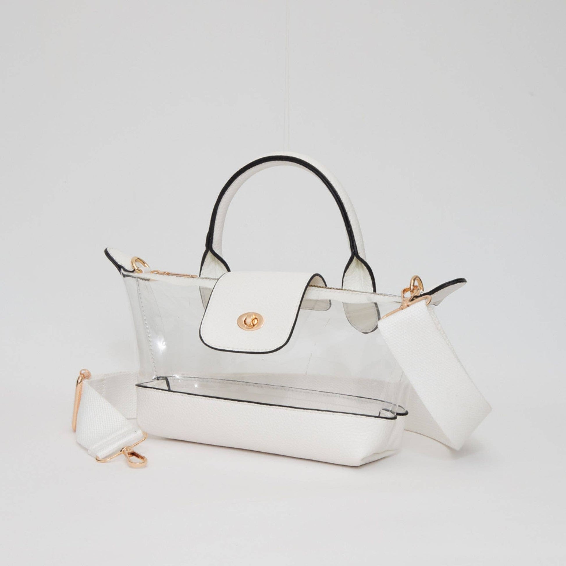 Game Day Stadium Satchel Clear Bag: White - Bria Blair Creative