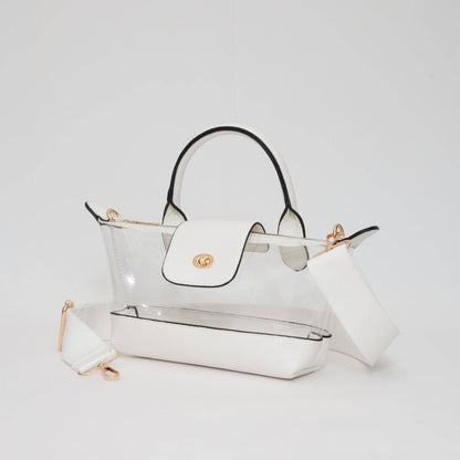 Game Day Stadium Satchel Clear Bag: White - Bria Blair Creative