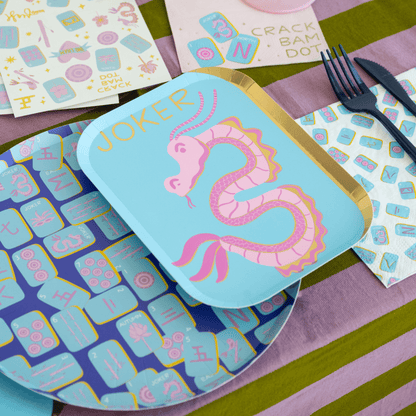 Game Night Mahjong Tile Dinner Plates - Bria Blair Creative