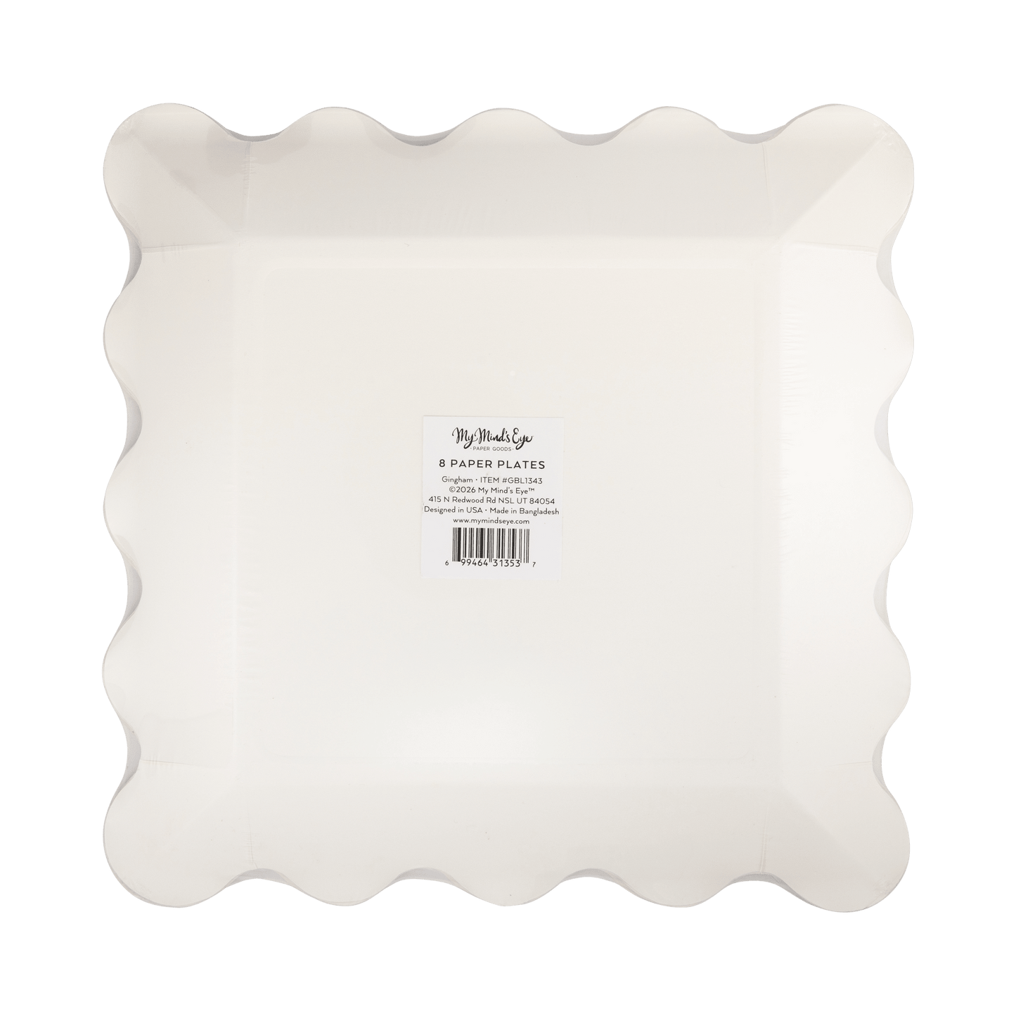 GBL1343 - Rust Gingham Scalloped Square Paper Plates - Bria Blair Creative