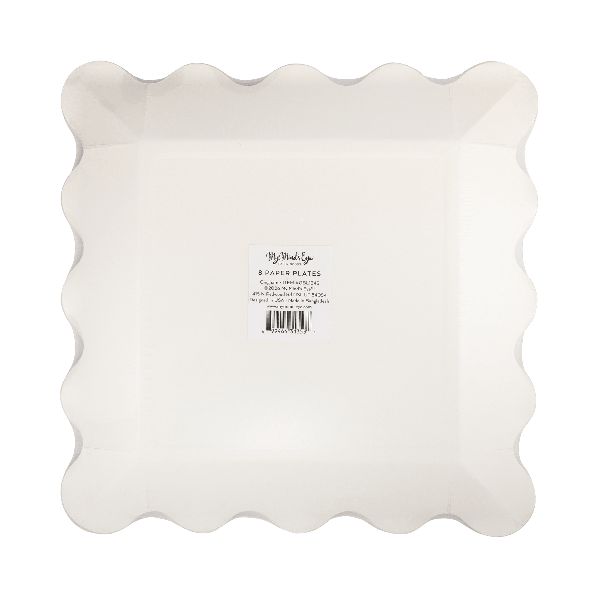 GBL1343 - Rust Gingham Scalloped Square Paper Plates - Bria Blair Creative
