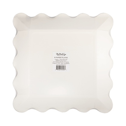GBL1343 - Rust Gingham Scalloped Square Paper Plates - Bria Blair Creative