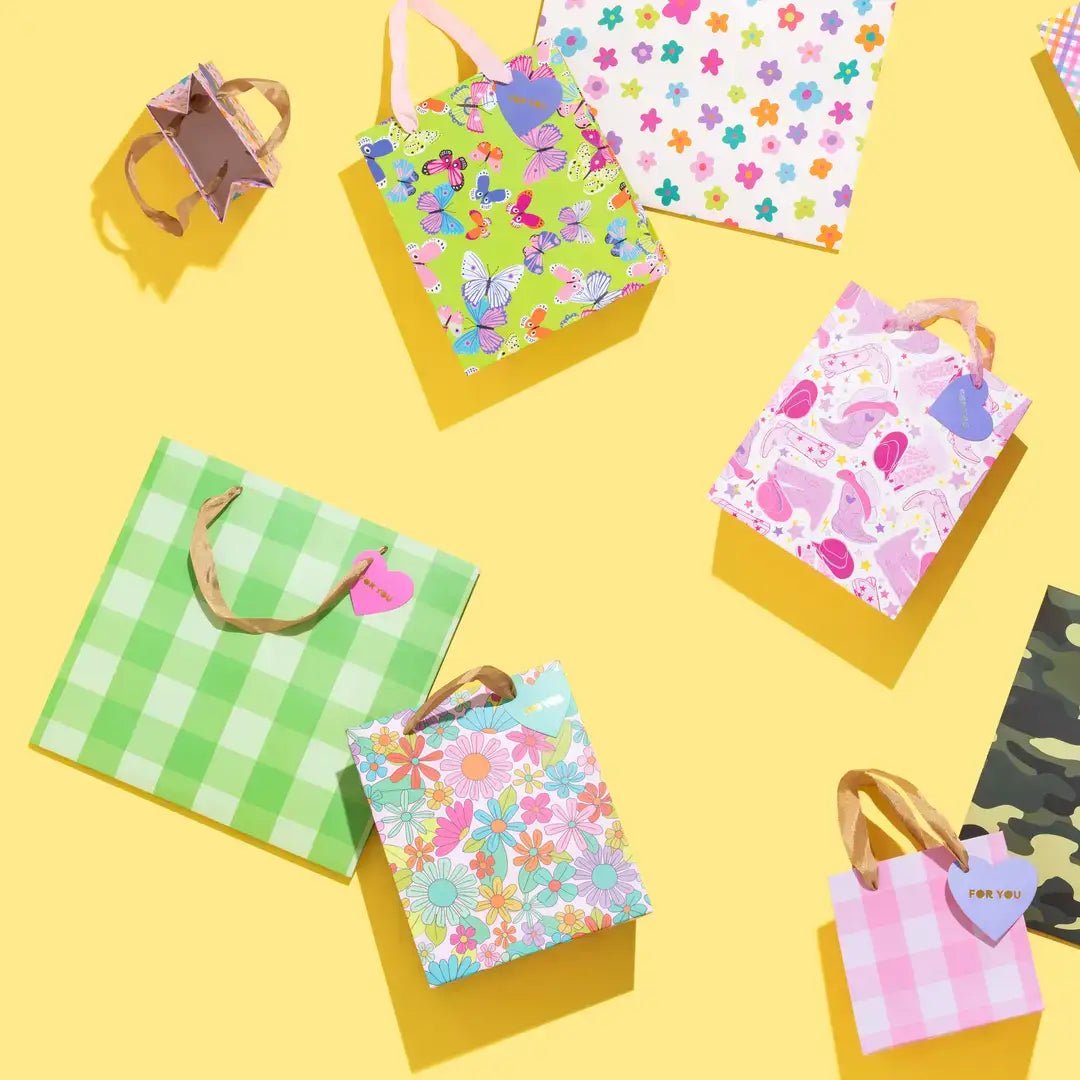 Gift Bags - Green Gingham - Assorted Sizes: Large - Bria Blair Creative