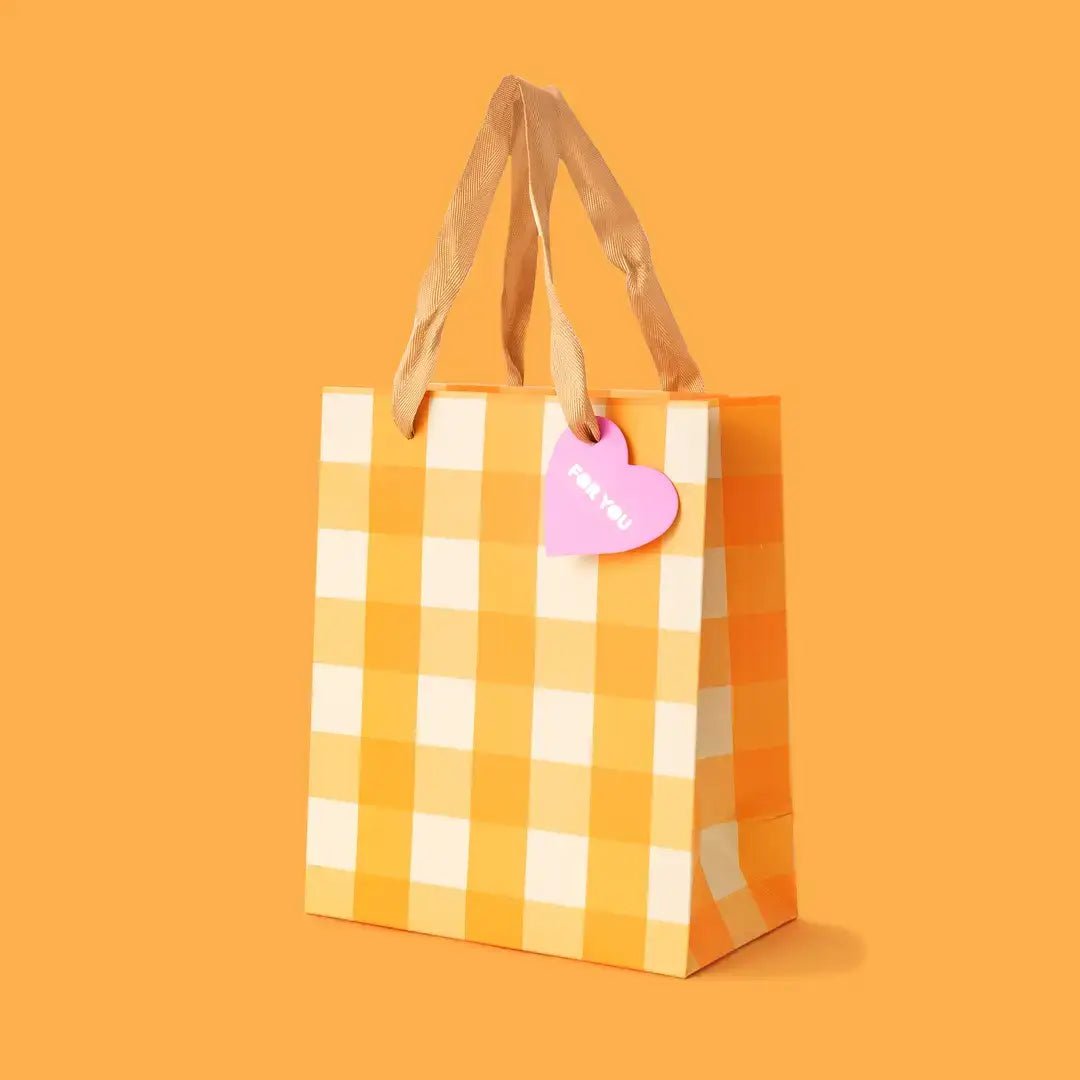 Gift Bags - Orange Gingham - Assorted Sizes: Medium - Bria Blair Creative