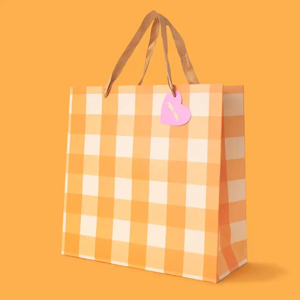 Gift Bags - Orange Gingham - Assorted Sizes: Medium - Bria Blair Creative