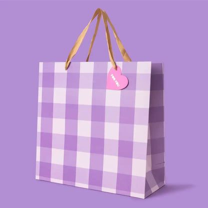 Gift Bags - Purple Gingham - Assorted Sizes: Large - Bria Blair Creative