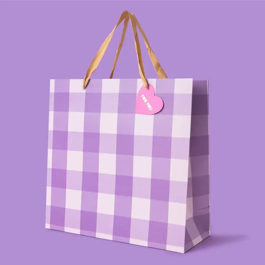 Gift Bags - Purple Gingham - Assorted Sizes: Large - Bria Blair Creative