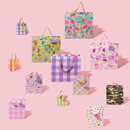 Gift Bags - Purple Gingham - Assorted Sizes: Large - Bria Blair Creative