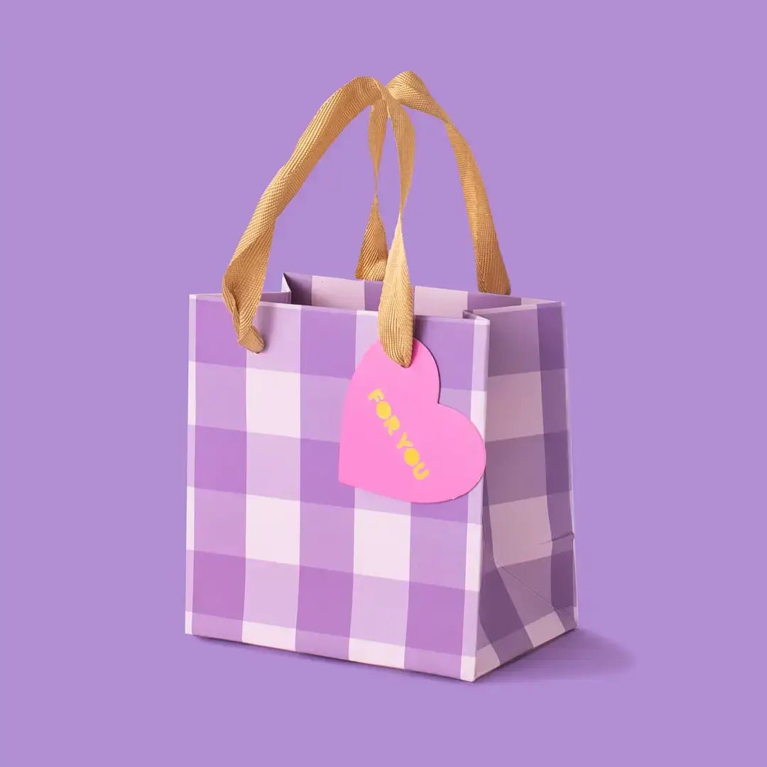 Gift Bags - Purple Gingham - Assorted Sizes: Large - Bria Blair Creative