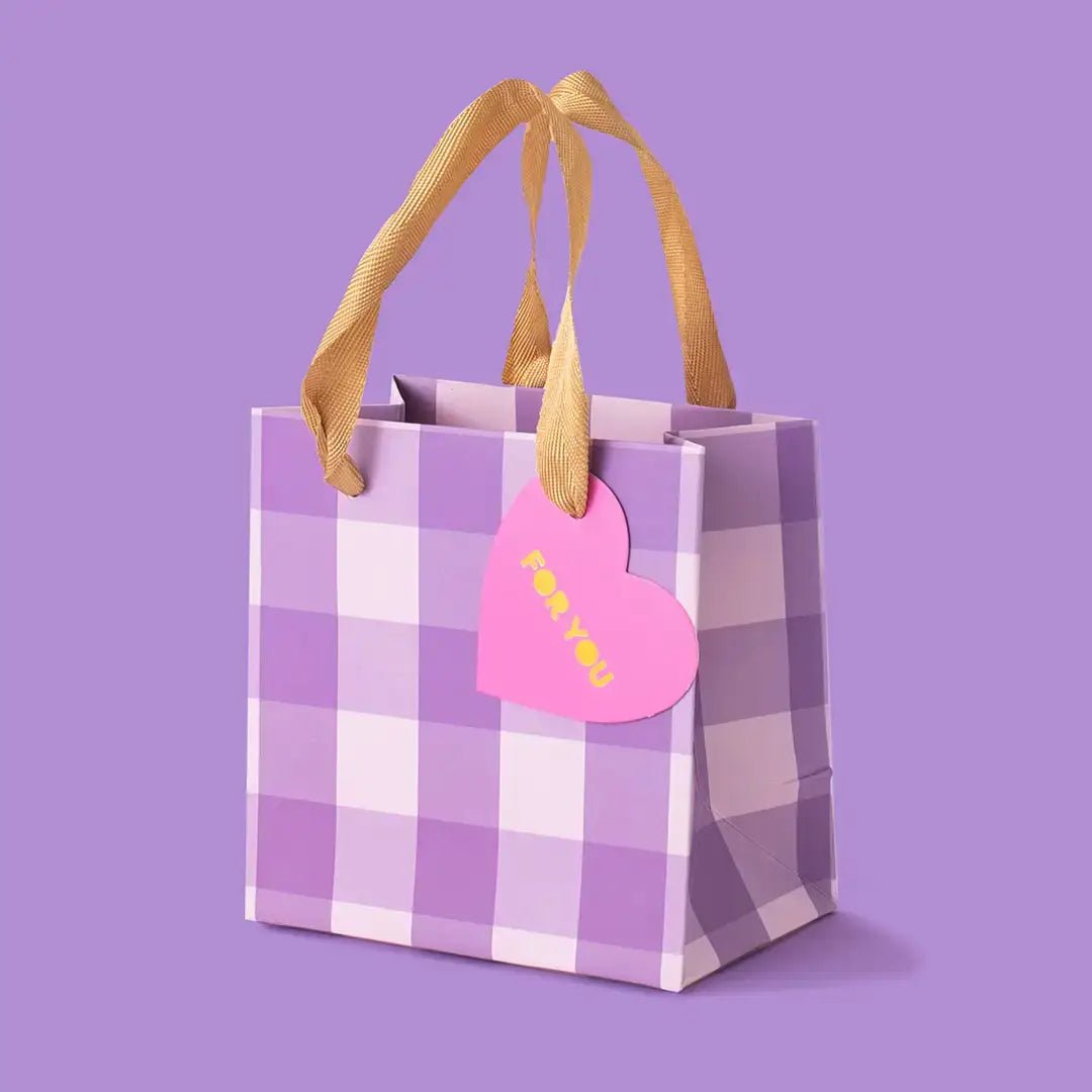Gift Bags - Purple Gingham - Assorted Sizes: Large - Bria Blair Creative
