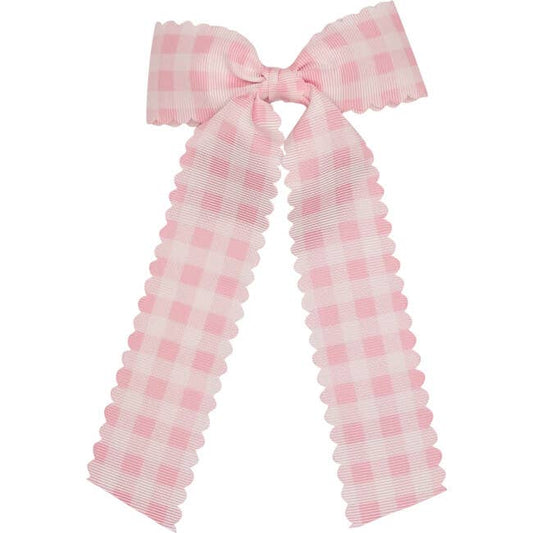 Gingham Long - tail bow: Pink / Medium - Bria Blair Creative