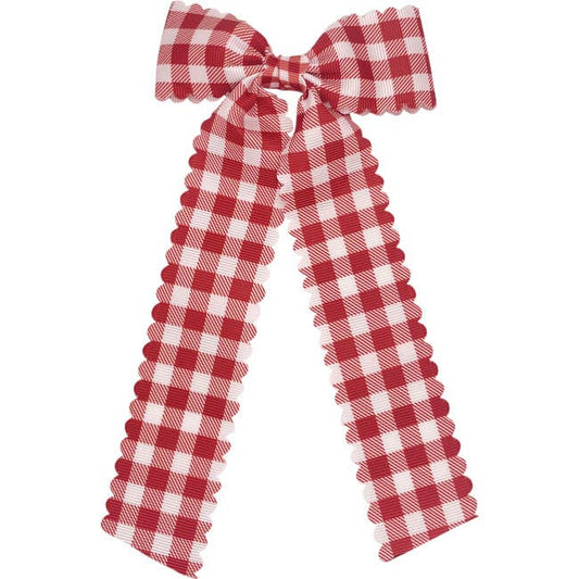 Gingham Long - tail bow: Red / Small - Bria Blair Creative