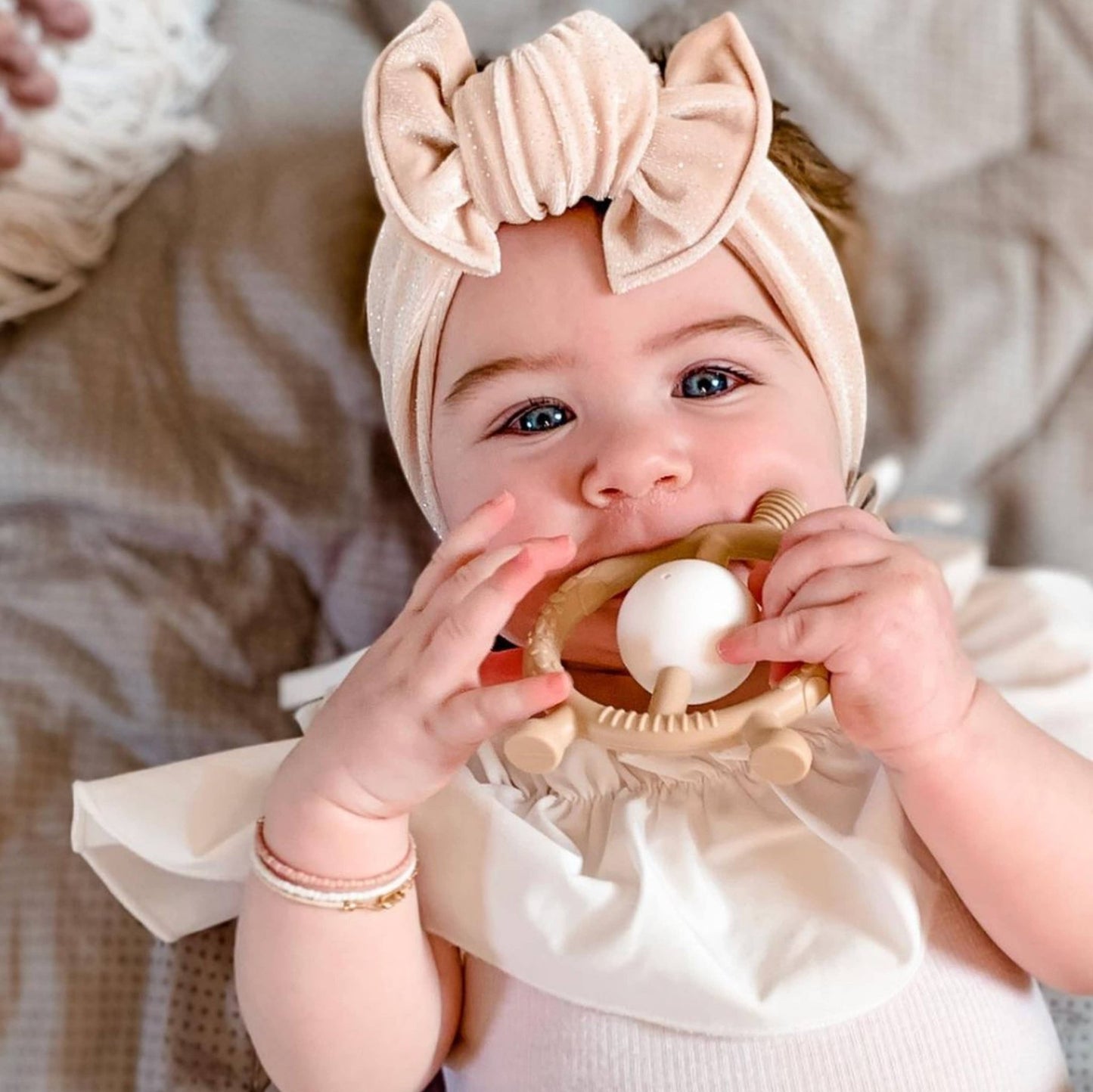 Giraffe Teether & Rattle Food - Grade Silicone Toy (Taupe) - Bria Blair Creative