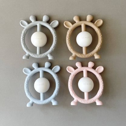 Giraffe Teether & Rattle Food - Grade Silicone Toy (Taupe) - Bria Blair Creative