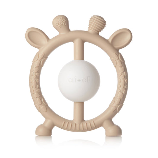 Giraffe Teether & Rattle Food - Grade Silicone Toy (Taupe) - Bria Blair Creative