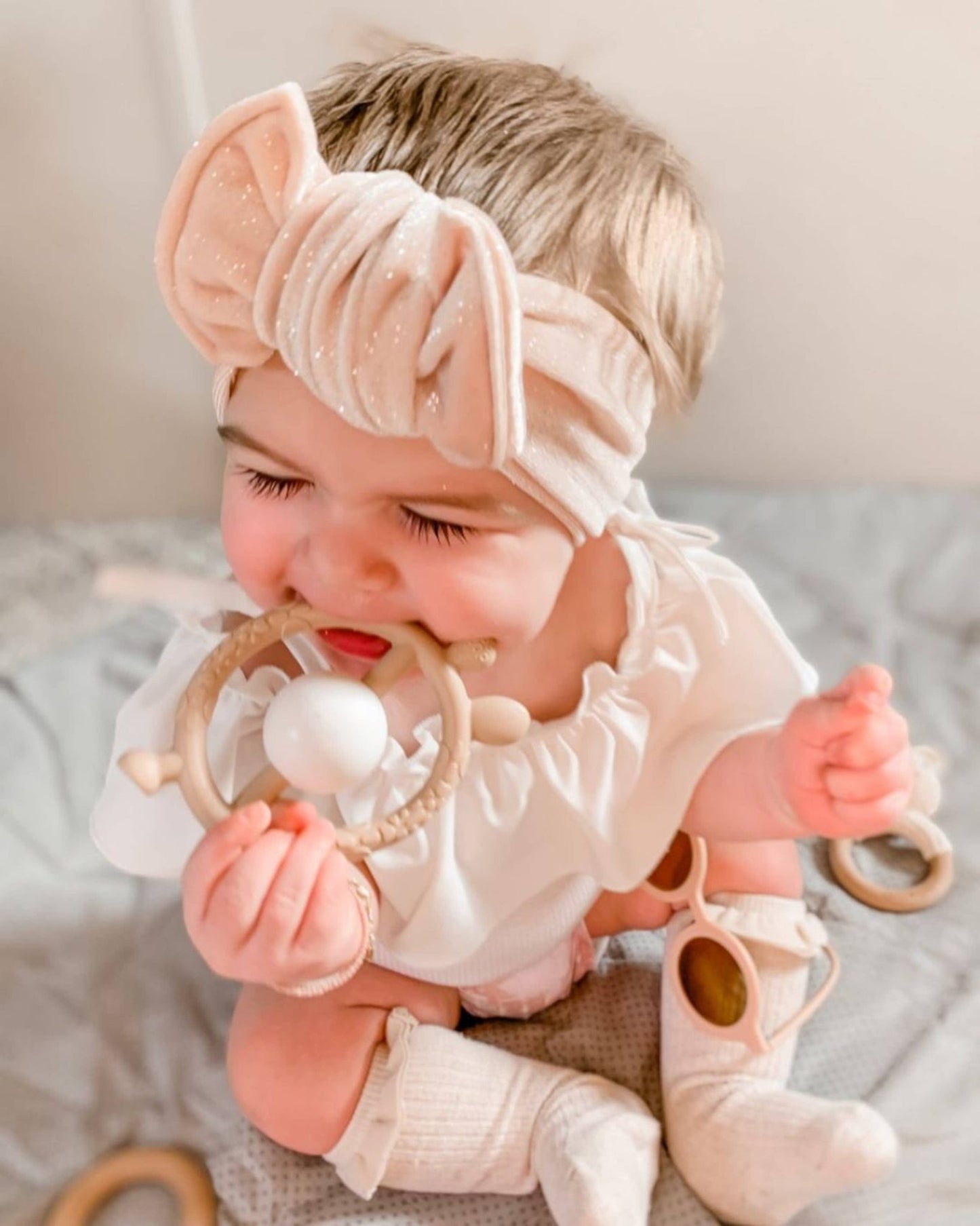 Giraffe Teether & Rattle Food - Grade Silicone Toy (Taupe) - Bria Blair Creative