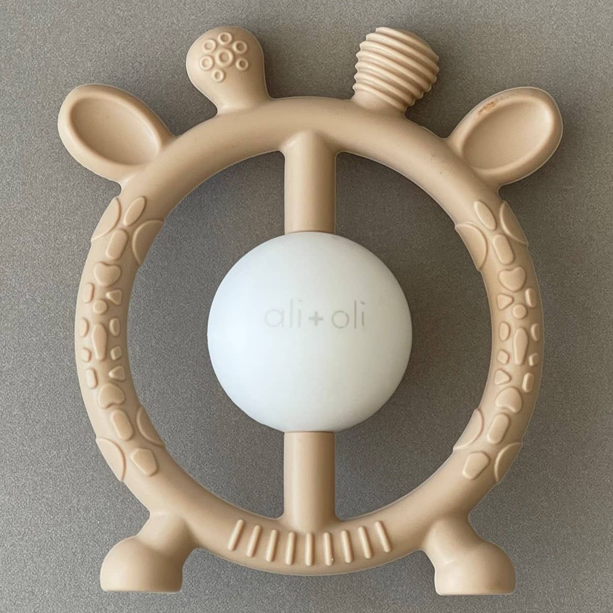 Giraffe Teether & Rattle Food - Grade Silicone Toy (Taupe) - Bria Blair Creative