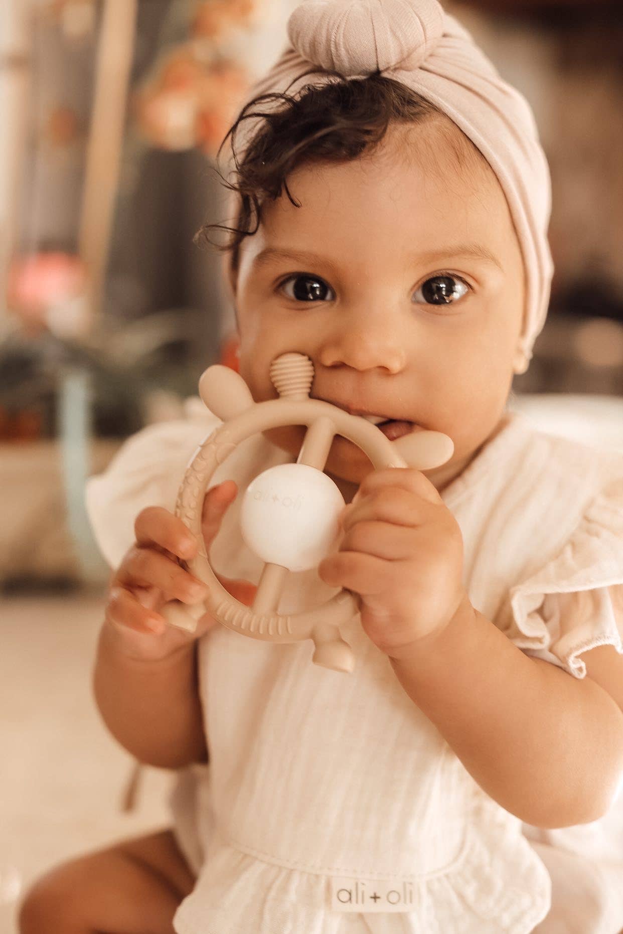 Giraffe Teether & Rattle Food - Grade Silicone Toy (Taupe) - Bria Blair Creative