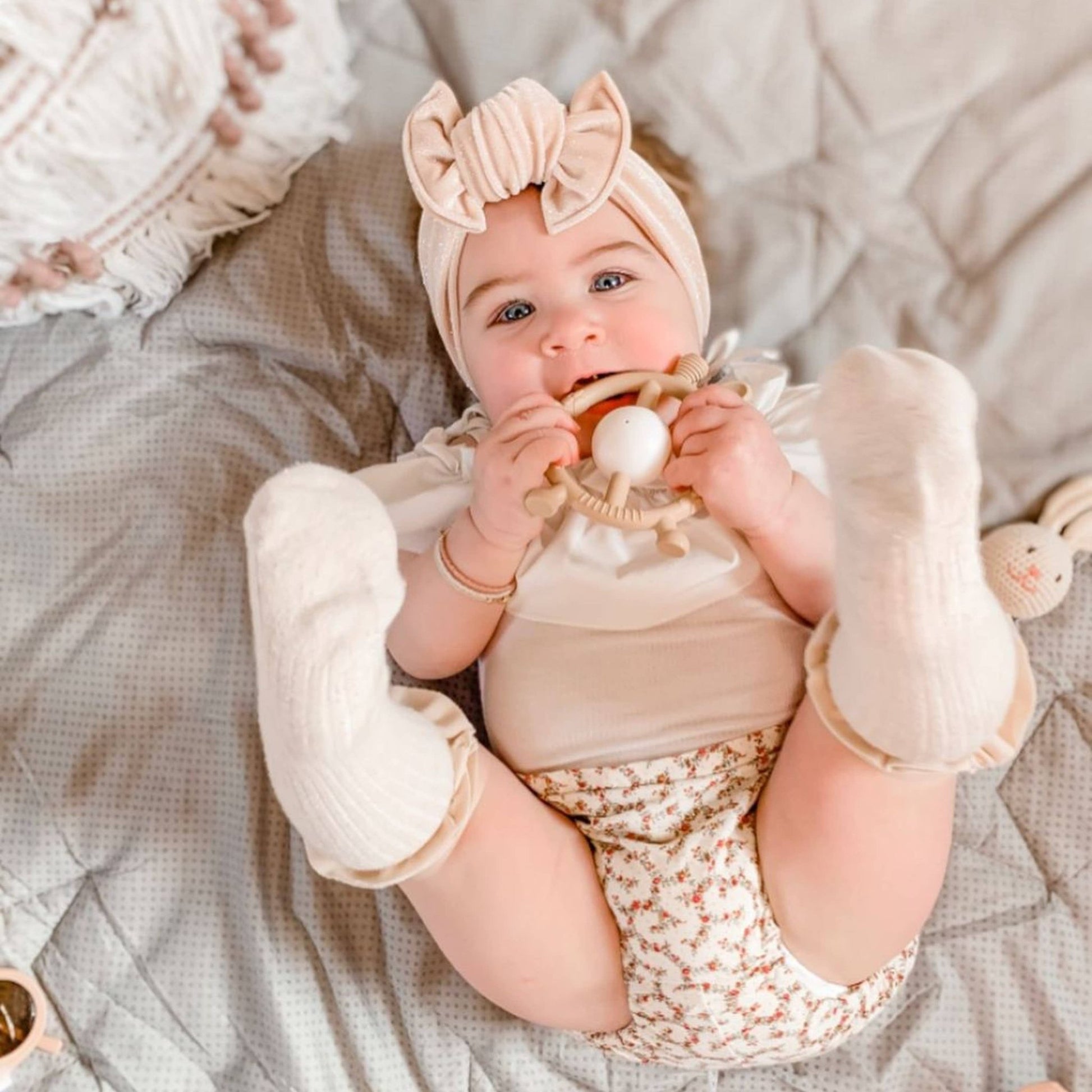 Giraffe Teether & Rattle Food - Grade Silicone Toy (Taupe) - Bria Blair Creative