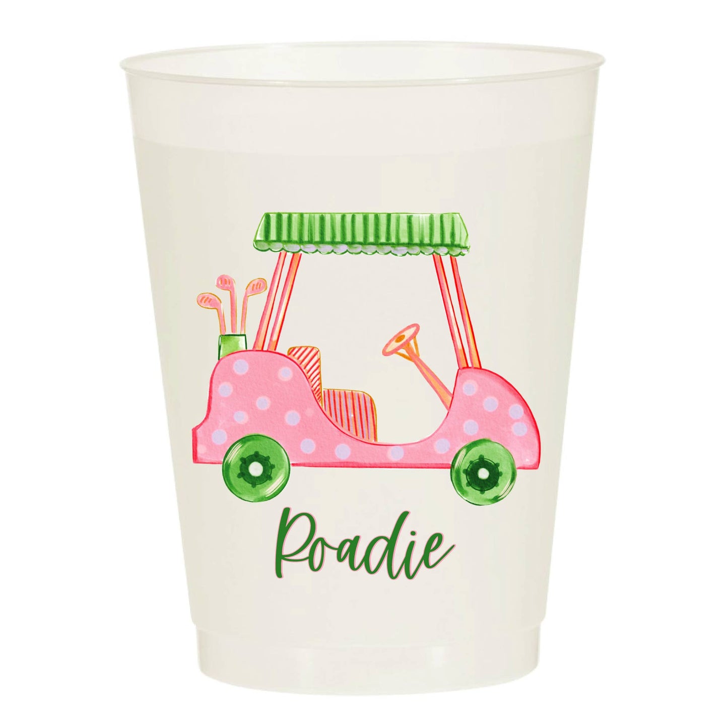 Girly Golf Cart Roadie Pink Masters Frosted Cups - Masters: Pack of 10 - Bria Blair Creative